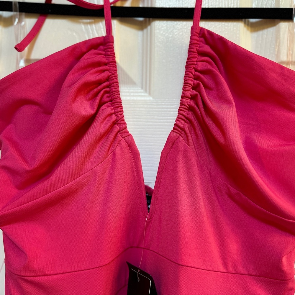BEBE NWT Pink Strappy Slit Leg Jumpsuit - Picture 3 of 9